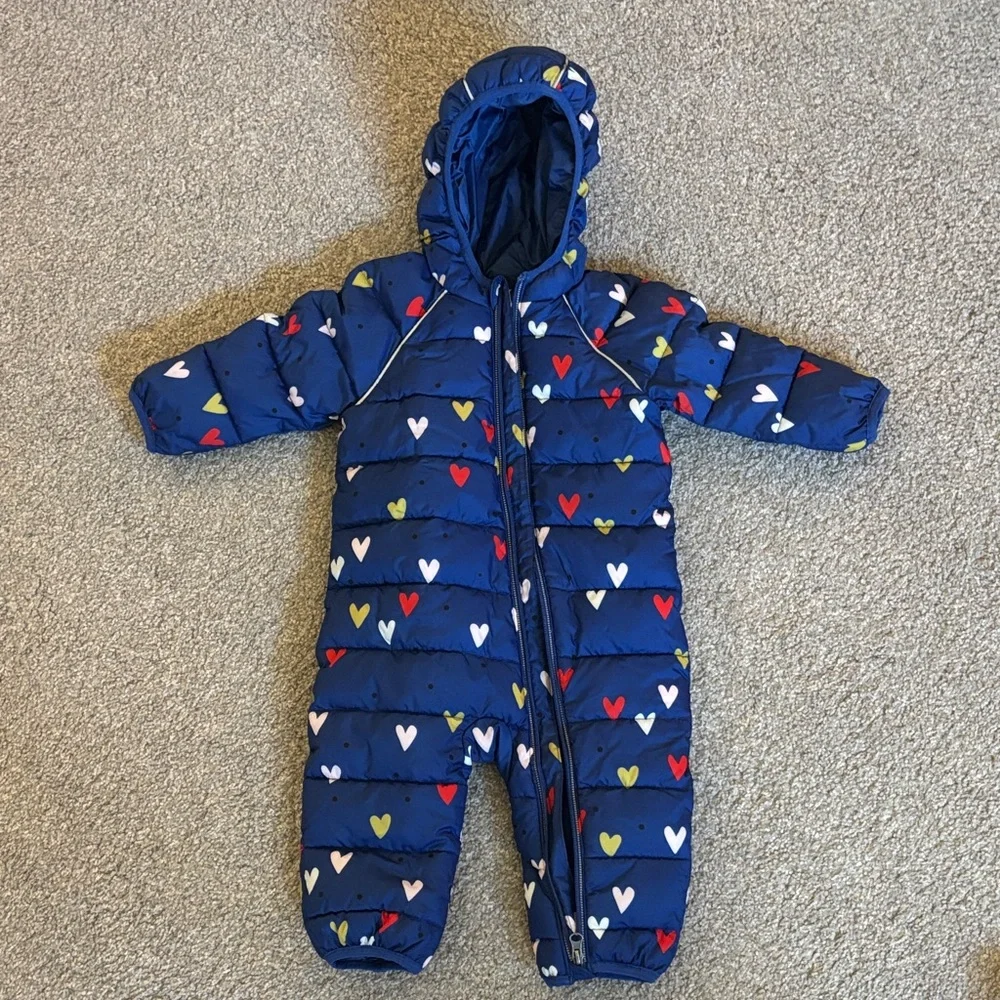 Hanna Andersson Blue Baby Snowsuit 6-12m  LIKE NEW!